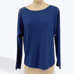 Vince Women's‎ XS Blue Long Sleeve Boat Neck Knit Top Relaxed Fit Casual